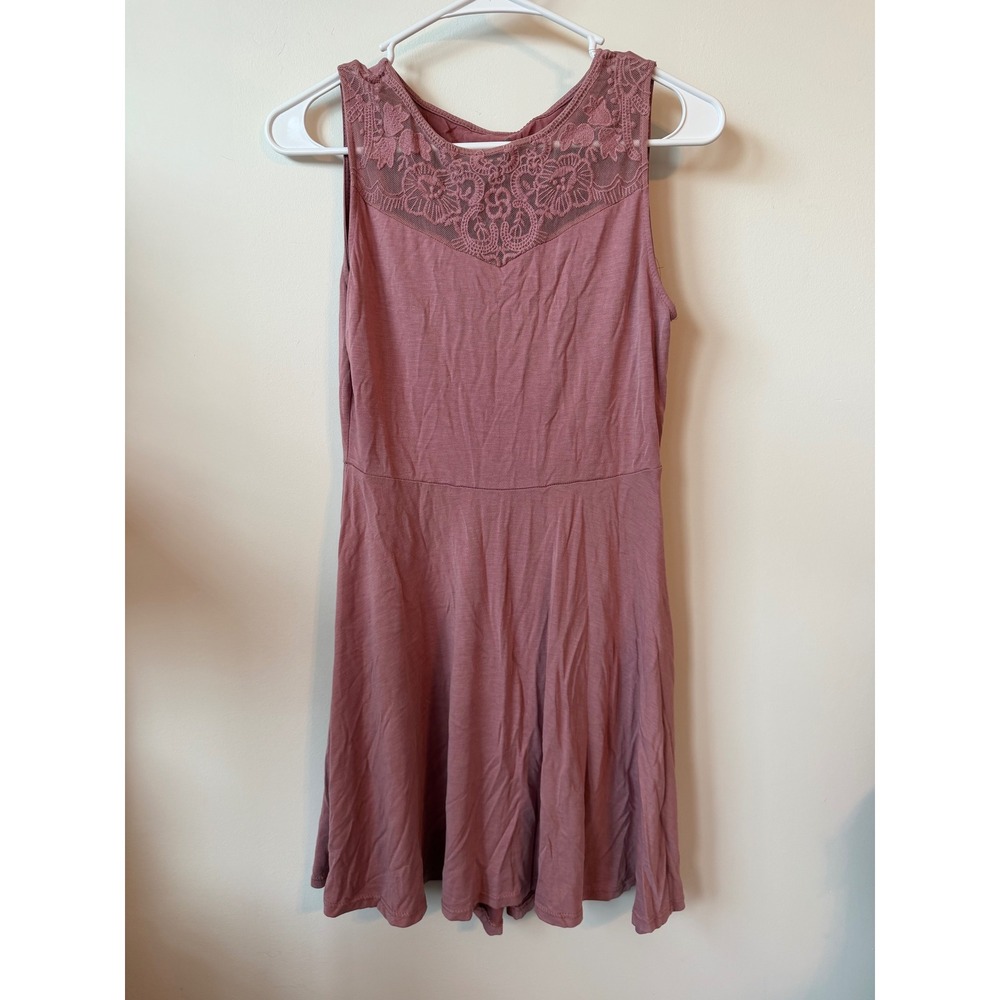 Alyx Sleeveless Skater Dress Mauve Pink Lace Yoke Fit Flare Mini Small